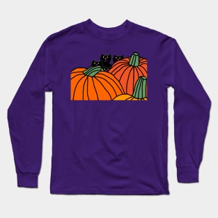 Halloween Horror Kittens and Pumpkins Long Sleeve T-Shirt